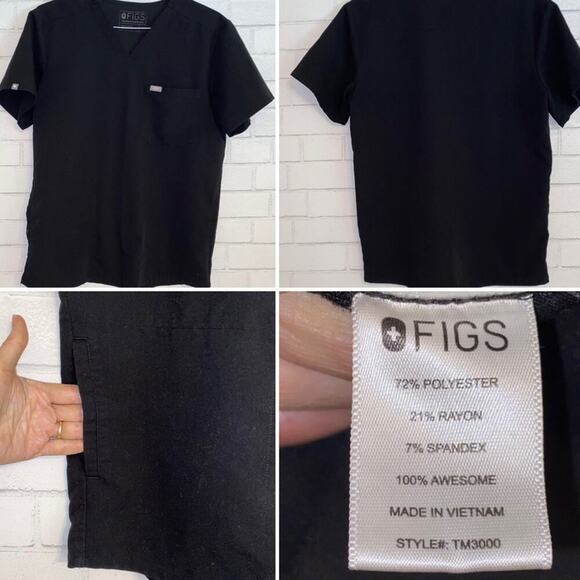 FIGS $38 Men’s Chisec 3 Pocket Scrub Top Blk TM3000 PO1384 Small - Picture 2 of 13